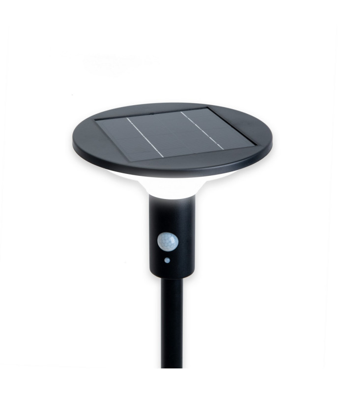 Nora Dimmable LED 139cm Solar Outdoor Bollard Black PIR + Dusk to Dawn Sensor 3000K IP44-9