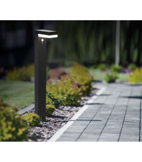 Filius LED Solar Outdoor Bollard Anthracite PIR + Dusk to Dawn Sensor 3000K IP44-2