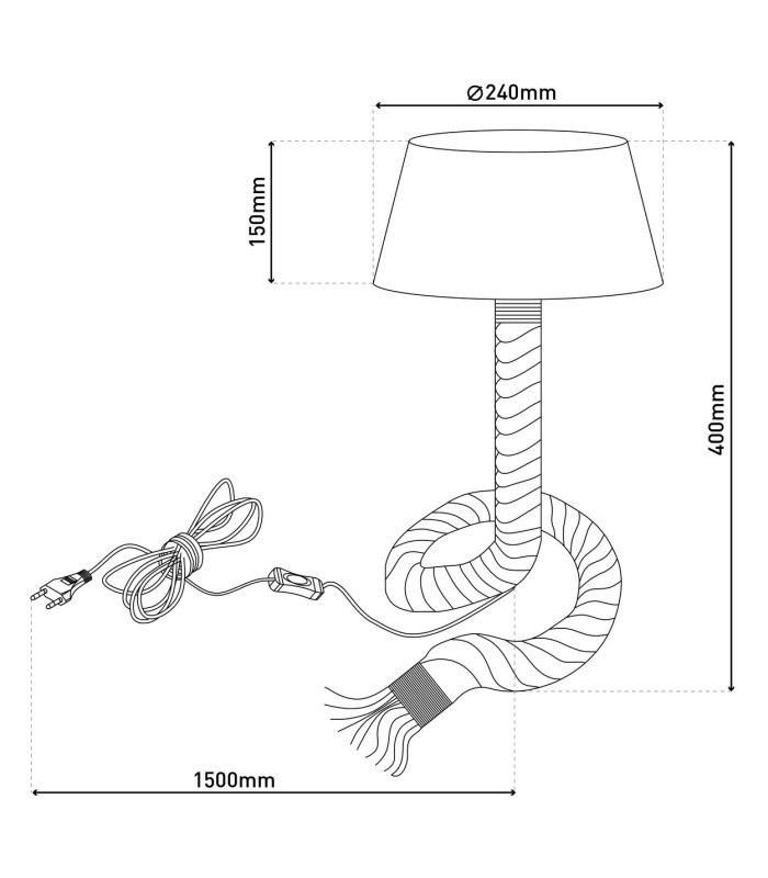 Rope Table Lamp White 1xE27-4