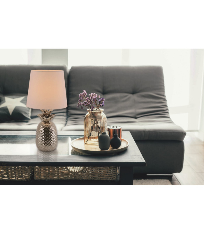 Ananas Table Lamp with Round Tapered Shade Chrome-2