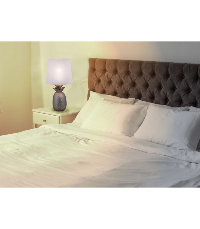 Ananas Table Lamp with Round Tapered Shade Silver-2