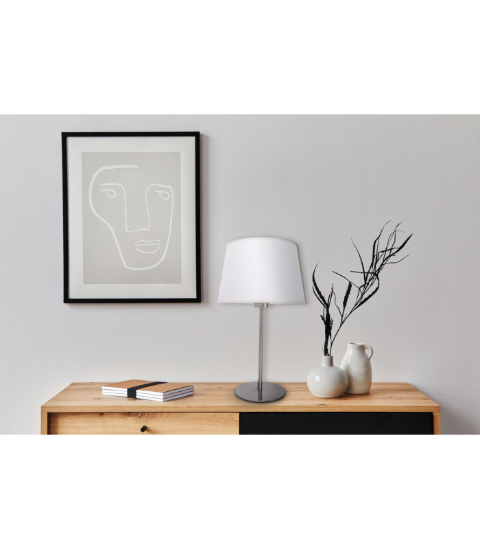 Bologna Table Lamp with Round Tapered Shade Beige 1xE27 Steel Rose-2