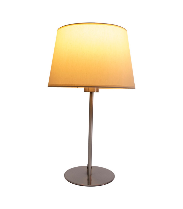 Bologna Table Lamp with Round Tapered Shade Beige 1xE27 Steel Rose-4