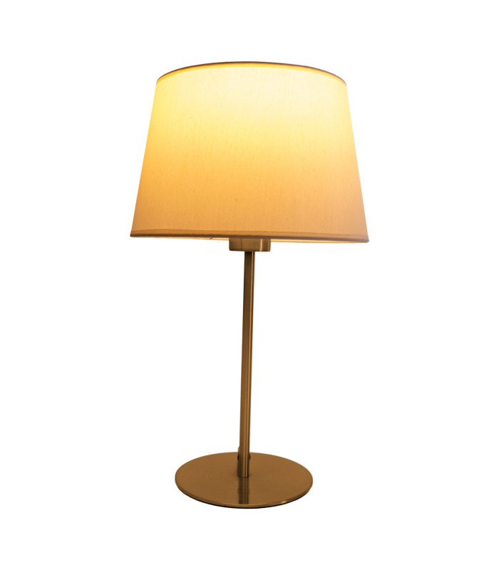 Bologna Table Lamp with Round Tapered Shade Beige 1xE27 Brass Rose-4
