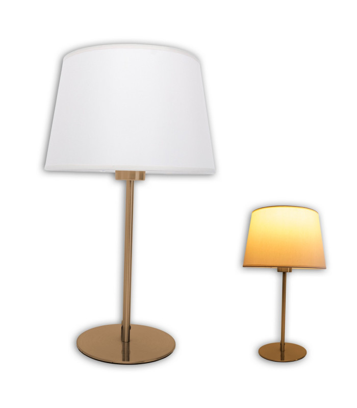 Bologna Table Lamp with Round Tapered Shade Beige 1xE27 Brass Rose-5