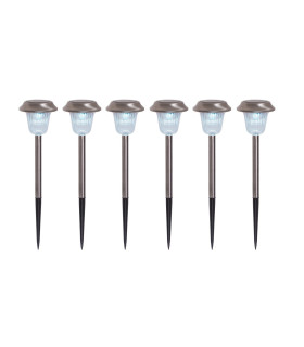 Gustav Set of 6 Solar Outdoor Spike Silver Dawn to Dusk Sensor 9700K IP44-1