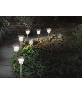 Gustav Set of 6 Solar Outdoor Spike Silver Dawn to Dusk Sensor 9700K IP44-2
