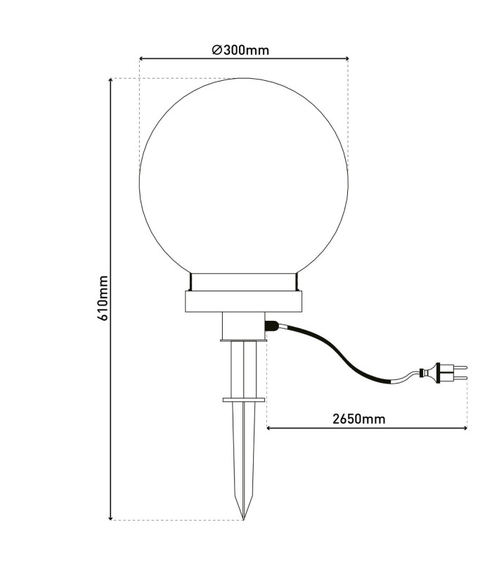 Ball 30cm Outdoor Spike White 1xE27 IP44-12