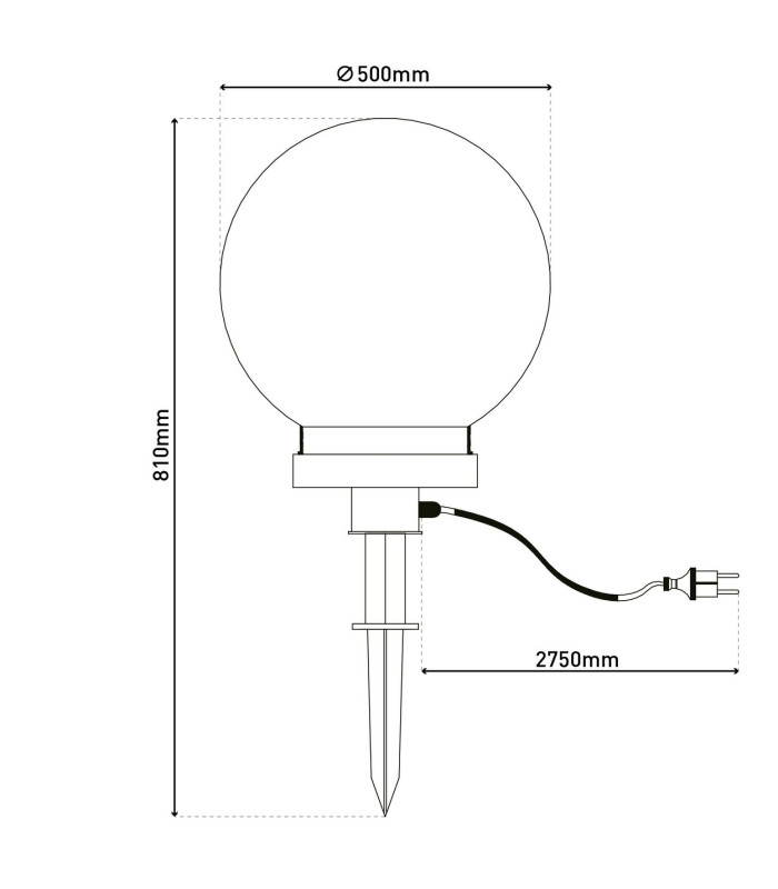 Ball 50cm Outdoor Spike White 1xE27 IP44-9