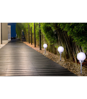 Ball LED 25cm Solar Outdoor Spike White Dawn to Dusk Sensor 9000-10000K IP44-2