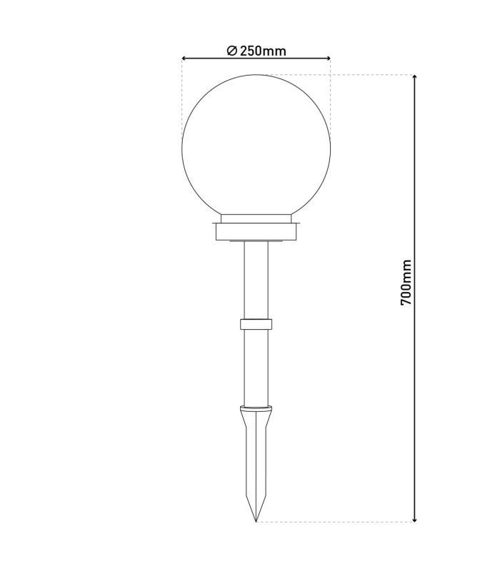 Ball LED 25cm Solar Outdoor Spike White Dawn to Dusk Sensor 9000-10000K IP44-4