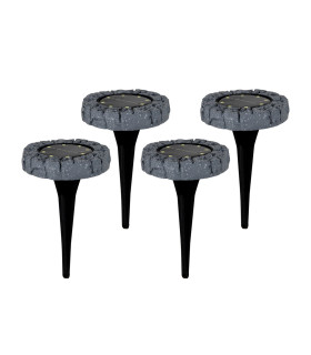 Kian Set of 4 LED Solar Outdoor Spike Grey Dawn to Dusk Sensor 8000K IP44-1