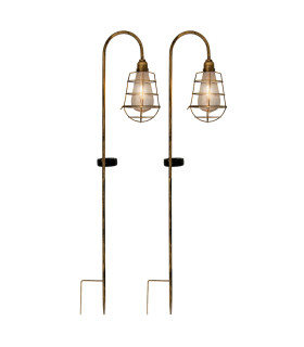 Gitti Set of 2 LED Solar Outdoor Spike Old Brass Dawn to Dusk Sensor 3000K IP44-1
