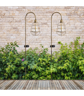 Gitti Set of 2 LED Solar Outdoor Spike Old Brass Dawn to Dusk Sensor 3000K IP44-2