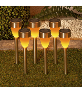 Cyral Set of 6 LED Solar Outdoor Spike Steel-Blank Dawn to Dusk Sensor 3000K IP44-2
