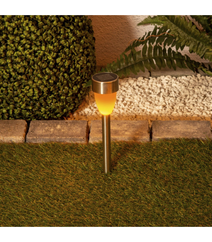 Cyral Set of 6 LED Solar Outdoor Spike Steel-Blank Dawn to Dusk Sensor 3000K IP44-3