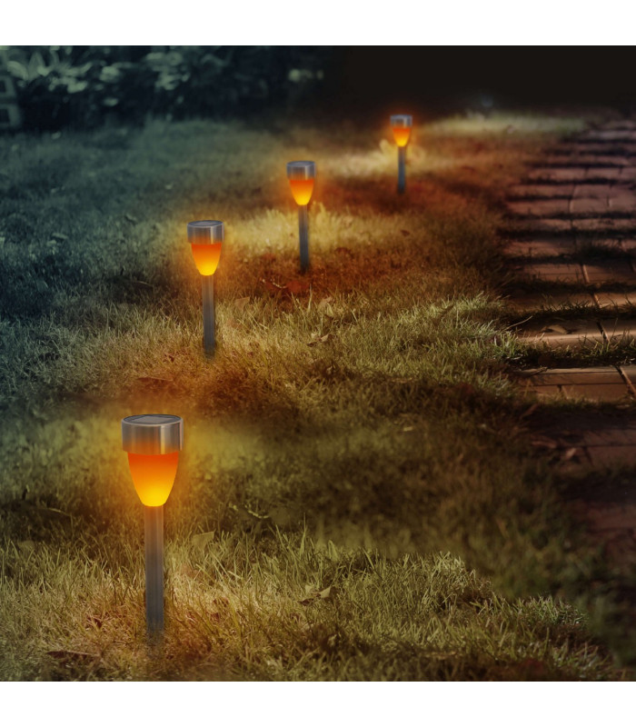 Cyral Set of 6 LED Solar Outdoor Spike Steel-Blank Dawn to Dusk Sensor 3000K IP44-4