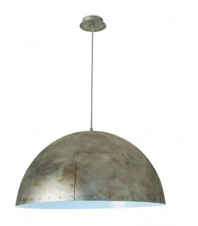 1 Light Large Dome Ceiling Pendant Old white, Gold, E27 - 1