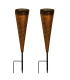 Paula Set of 2 LED Solar Outdoor Spike Brown Dawn to Dusk Sensor 2800-3200K IP44-1