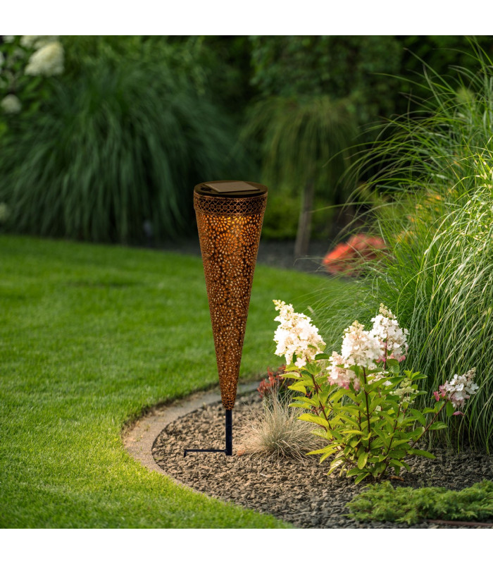 Paula Set of 2 LED Solar Outdoor Spike Brown Dawn to Dusk Sensor 2800-3200K IP44-3