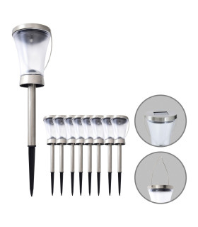 Veronica Set of 8 LED Solar Outdoor Spike Steel-Blank Dawn to Dusk Sensor IP44-1