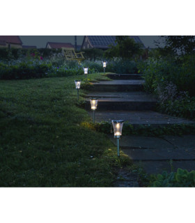 Veronica Set of 8 LED Solar Outdoor Spike Steel-Blank Dawn to Dusk Sensor IP44-2