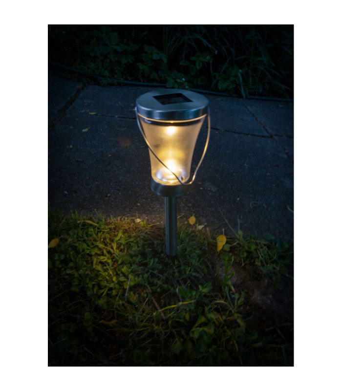 Veronica Set of 8 LED Solar Outdoor Spike Steel-Blank Dawn to Dusk Sensor IP44-4