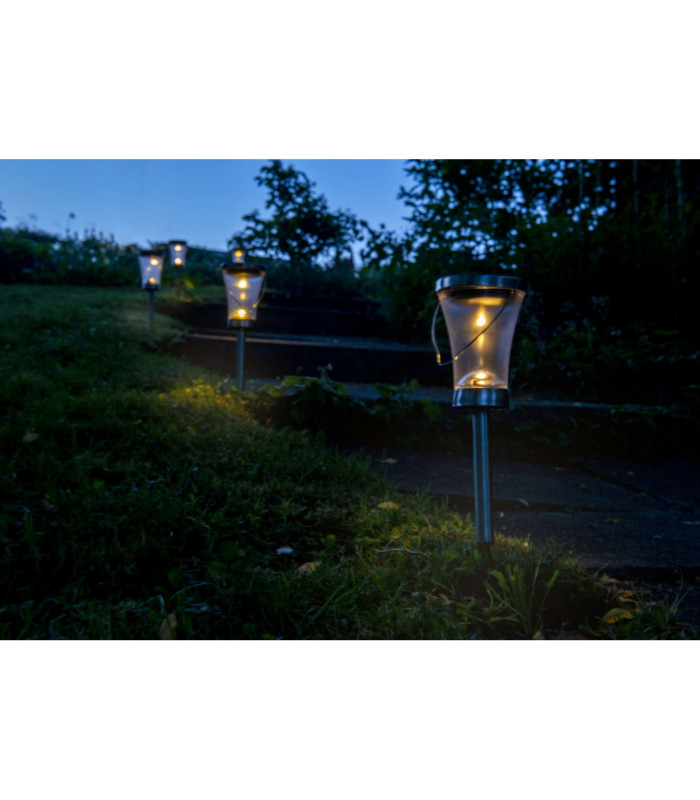 Veronica Set of 8 LED Solar Outdoor Spike Steel-Blank Dawn to Dusk Sensor IP44-5