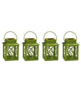 Laterne Set of 4 LED Solar Outdoor Lighting Green