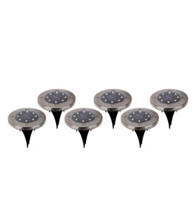Kian Set of 6 LED Solar Outdoor Spike Steel-Blank Dawn to Dusk Sensor 2500-3200K IP44-1