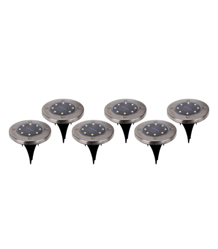 Kian Set of 6 LED Solar Outdoor Spike Steel-Blank Dawn to Dusk Sensor 2500-3200K IP44-1