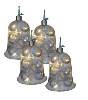 Glocke Set of 4 LED Silver Battery Powered-1