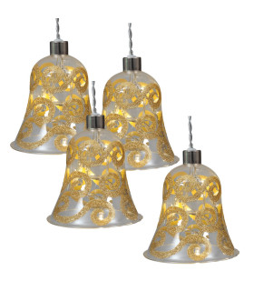 Glocke Set of 4 LED Gold Battery Powered-1