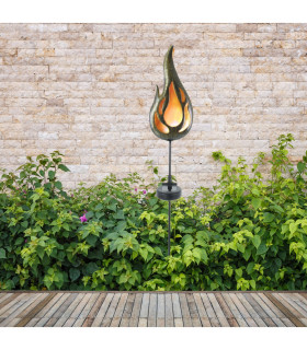 Flamme LED Solar Outdoor Spike Bronze Dawn to Dusk Sensor IP44-2