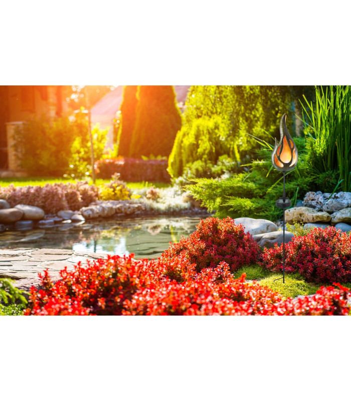 Flamme LED Solar Outdoor Spike Bronze Dawn to Dusk Sensor IP44-6