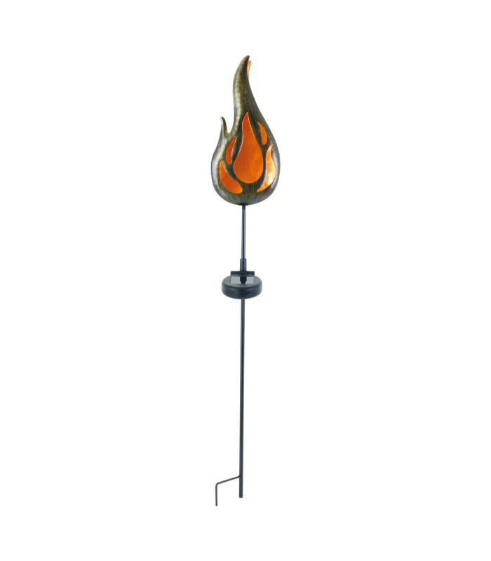 Flamme LED Solar Outdoor Spike Bronze Dawn to Dusk Sensor IP44-8