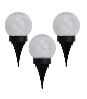 Crackle Set of 3 LED Solar Outdoor Spike White IP44-1