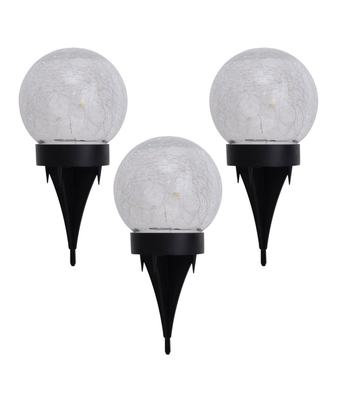 Crackle Set of 3 LED Solar Outdoor Spike White IP44-1