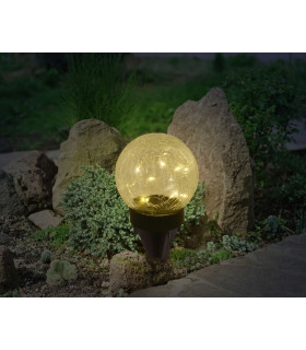 Crackle Set of 3 LED Solar Outdoor Spike White IP44-2