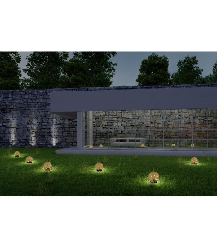 Crackle Set of 3 LED Solar Outdoor Spike White IP44-3