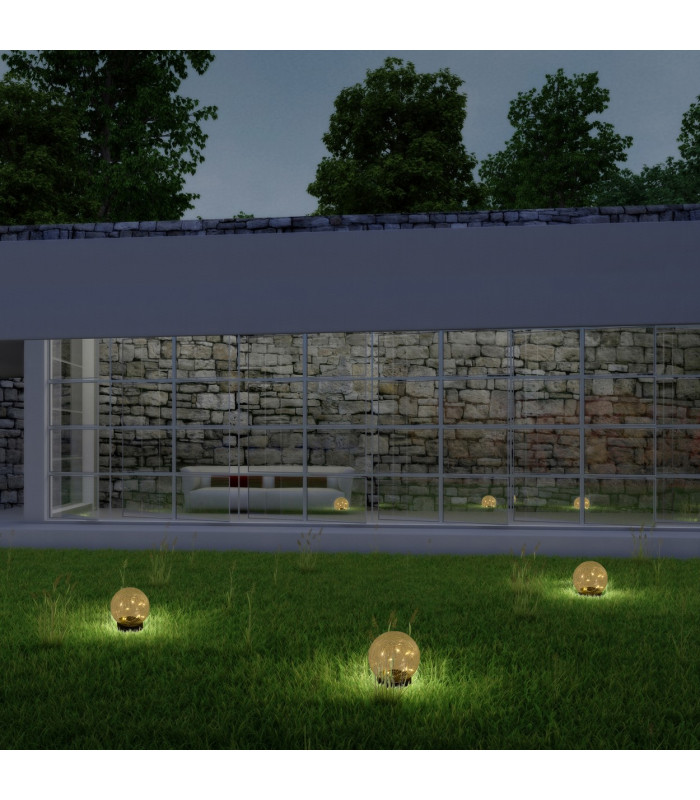 Crackle Set of 3 LED Solar Outdoor Spike White IP44-5