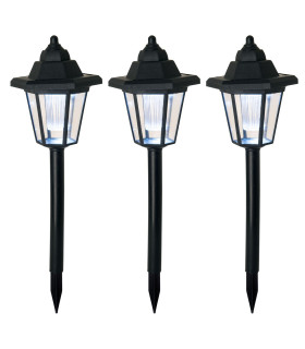 Arona Set of 3 LED Solar Outdoor Spike Black Dawn to Dusk Sensor 7000K IP44-1