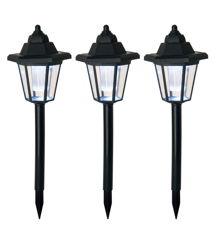 Arona Set of 3 LED Solar Outdoor Spike Black Dawn to Dusk Sensor 7000K IP44-1
