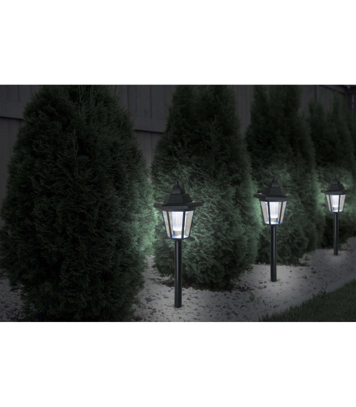 Arona Set of 3 LED Solar Outdoor Spike Black Dawn to Dusk Sensor 7000K IP44-2