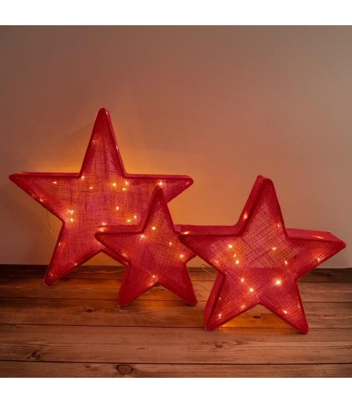 Weihnachtsstern Set of 3 LED Red 3000K IP44-6