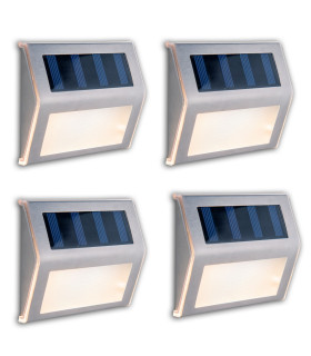 Leon Set of 4 LED Solar Outdoor Lighting Steel-Blank Dawn to Dusk Sensor IP44-1