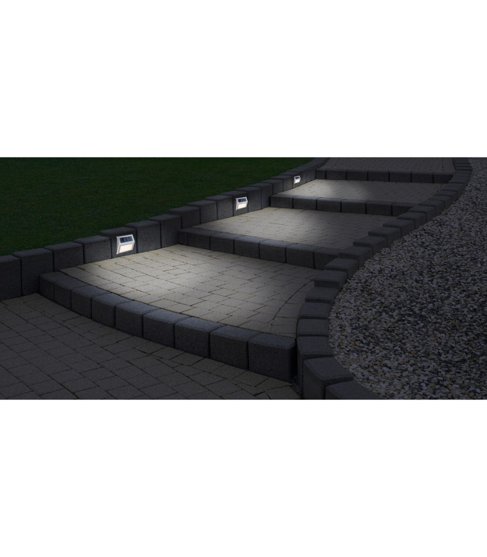 Leon Set of 4 LED Solar Outdoor Lighting Steel-Blank Dawn to Dusk Sensor IP44-3
