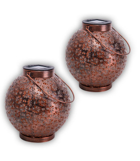 Blumenmuster Set of 2 Solar Outdoor Lighting Bronze Dawn to Dusk Sensor 3500K IP44-1