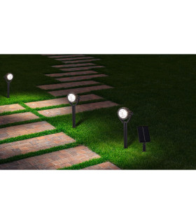 Nomi LED Solar Outdoor Spike Black Dawn to Dusk Sensor 3000K IP44-2