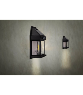 Mira Set of 2 LED Solar Outdoor Lighting Black PIR + Dusk to Dawn Sensor 3200K IP44-2